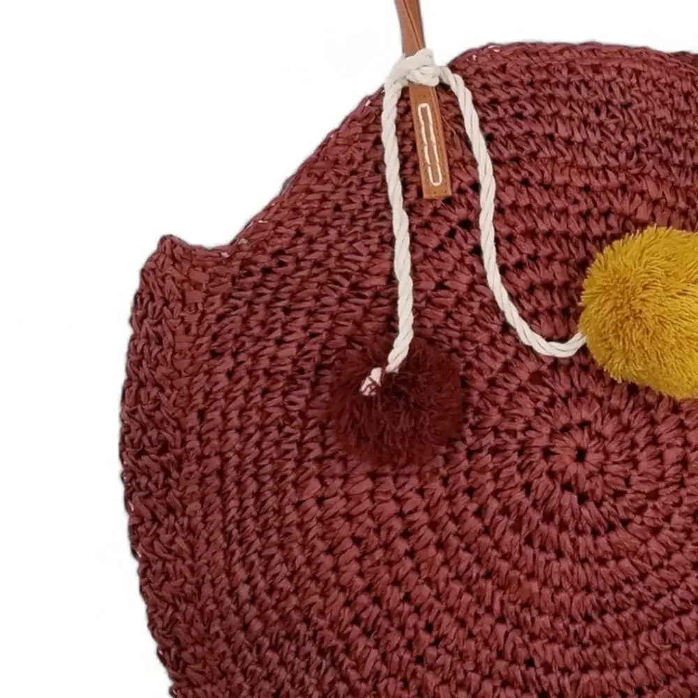 AMERICAN EAGLE OUTFITTERS Circular Round Crochet Tote Lined Rust - Picture 2 of 8
